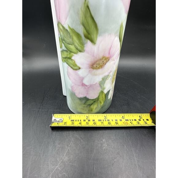 Vintage Japanese Sakura Modern Wave Porcelain Vase Floral Design Mid Cent 10" - Picture 9 of 9